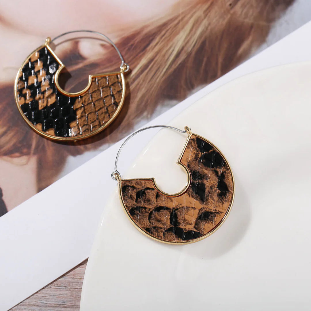 Snake Skin Half Moon Earrings