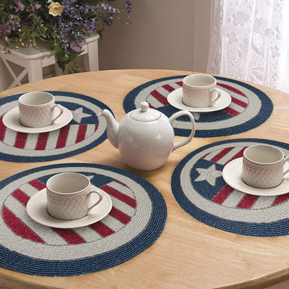 USA Flag Round Beaded Placemats by Decozen