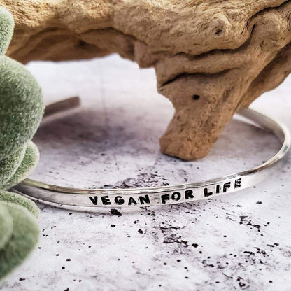 VEGAN FOR LIFE Skinny Cuff Bracelet by Salt and Sparkle