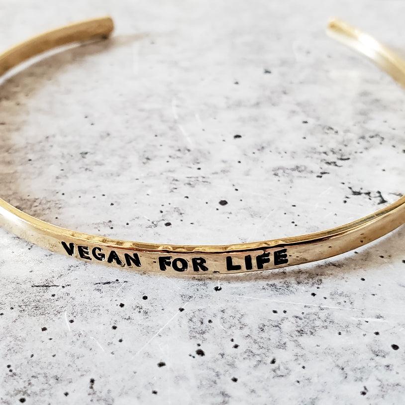 VEGAN FOR LIFE Skinny Cuff Bracelet by Salt and Sparkle