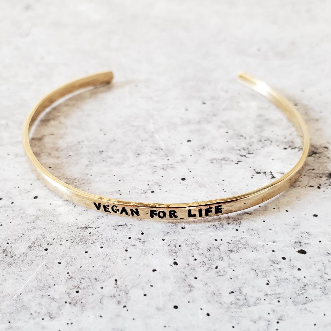 VEGAN FOR LIFE Skinny Cuff Bracelet by Salt and Sparkle