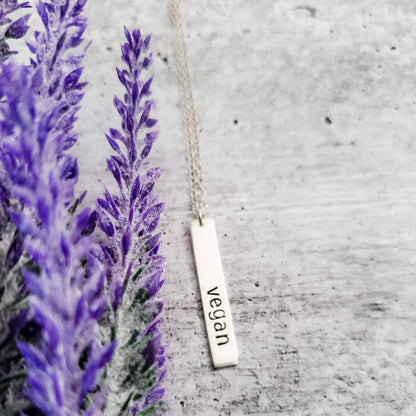 VEGAN Silver Vertical Bar Necklace by Salt and Sparkle