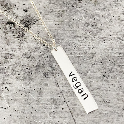 VEGAN Silver Vertical Bar Necklace by Salt and Sparkle