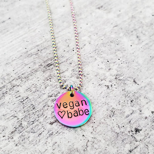 Vegan Rainbow Pendant Necklace by Salt and Sparkle