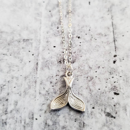 Whale Tail Silver Necklace by Salt and Sparkle