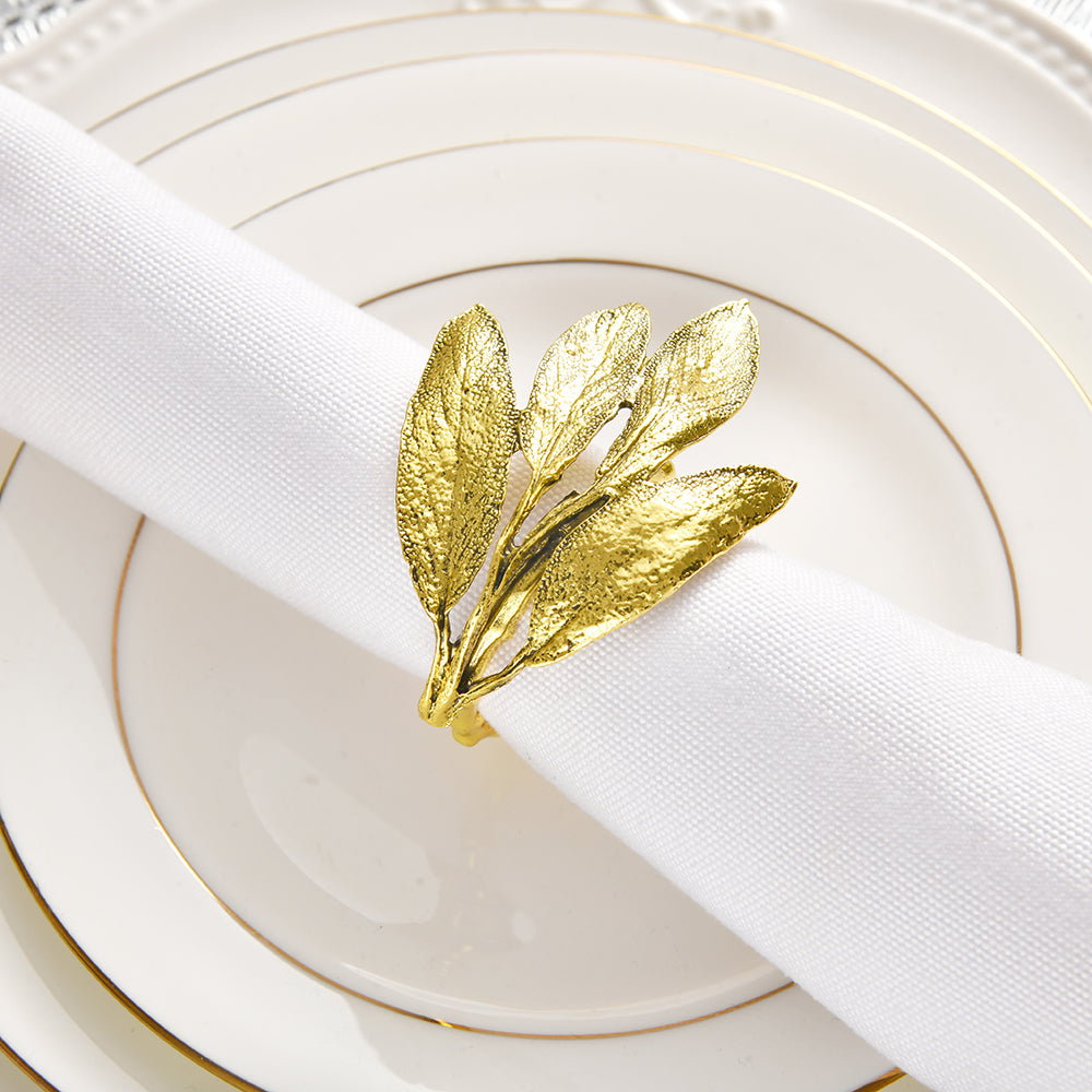 Napkin Rings in Gold Leaf Design by Decozen