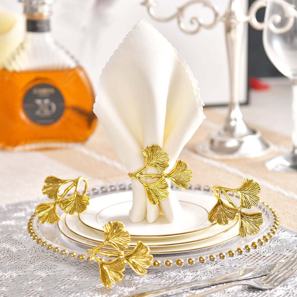 Napkin Rings in Gold Leaf Design by Decozen