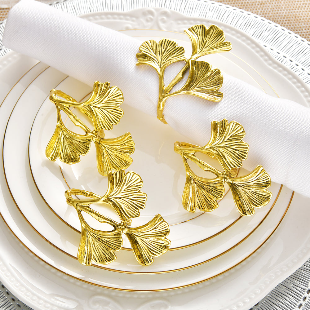 Napkin Rings in Gold Leaf Design by Decozen