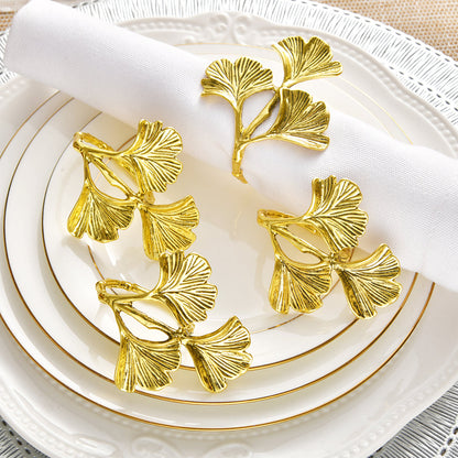 Napkin Rings in Gold Leaf Design by Decozen