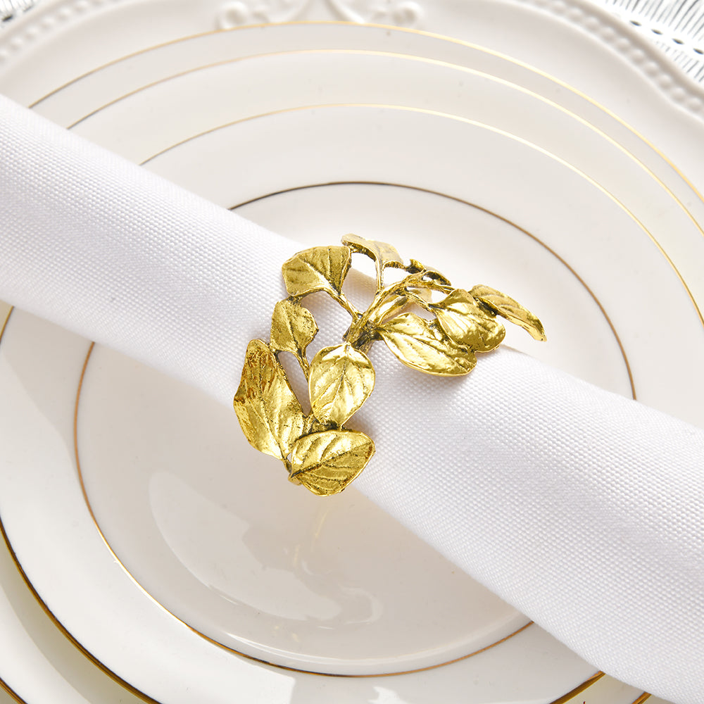 Napkin Rings in Gold Leaf Design by Decozen