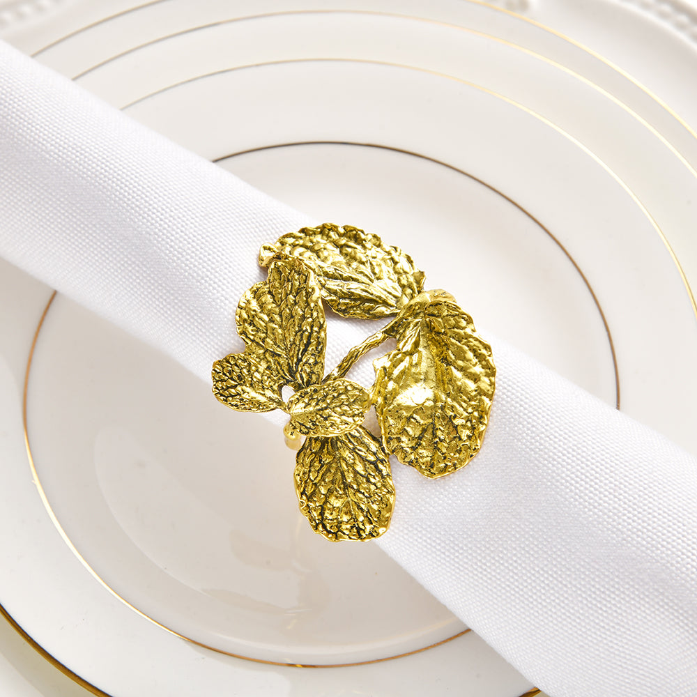 Napkin Rings in Gold Leaf Design by Decozen