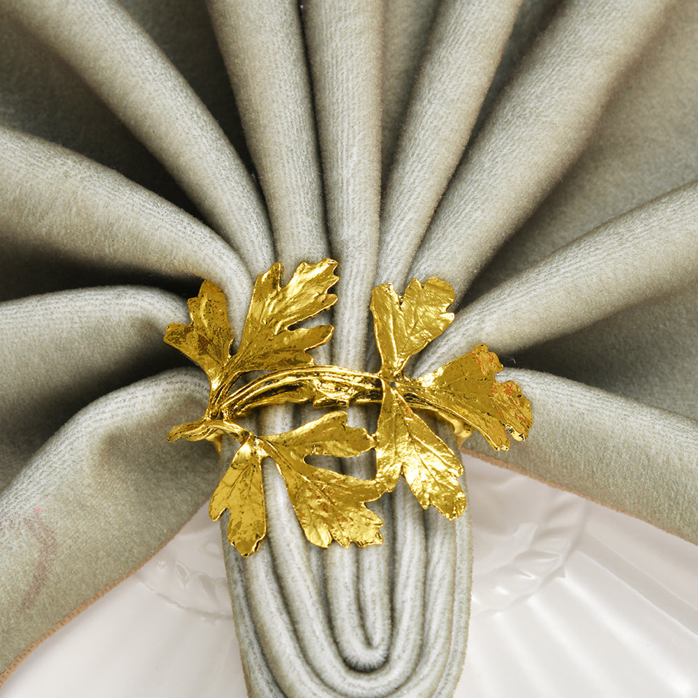 Napkin Rings in Gold Leaf Design by Decozen