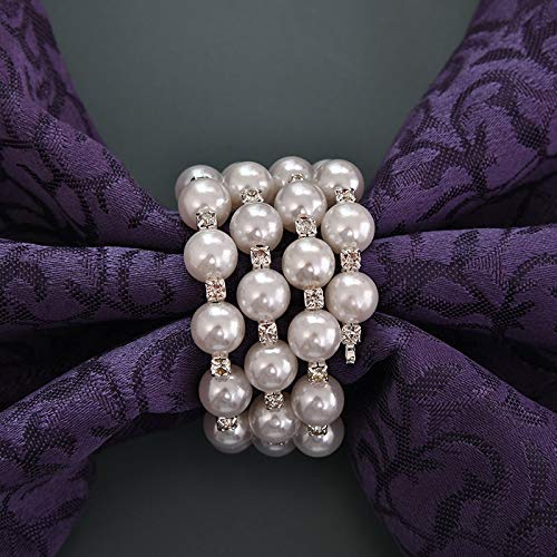 Napkin Rings in Silver Pearl Crystal Design by Decozen