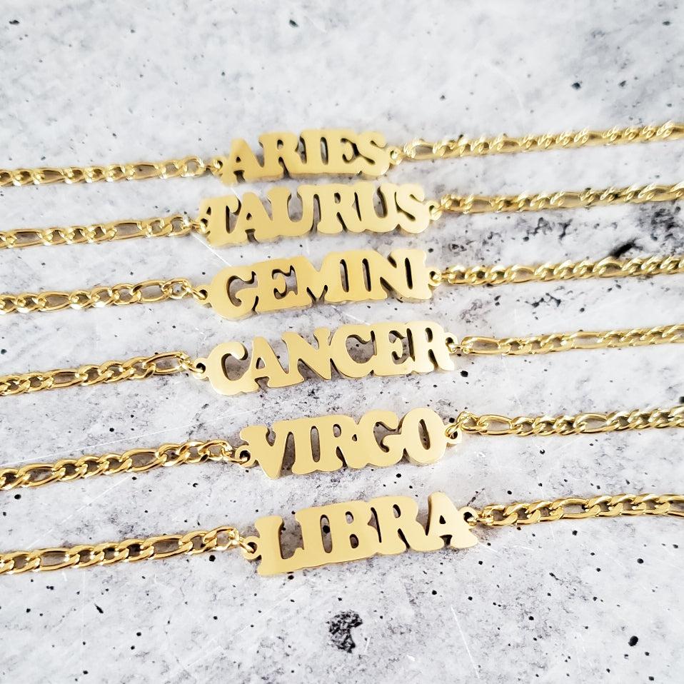 Zodiac Sign Gold Bracelet by Salt and Sparkle