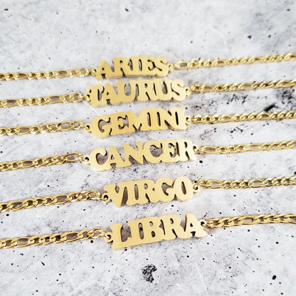 Zodiac Sign Gold Bracelet by Salt and Sparkle