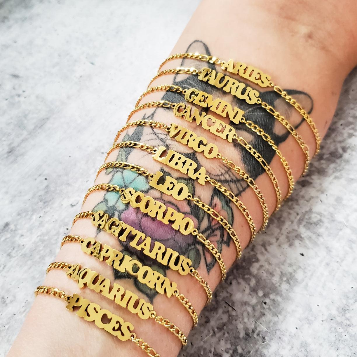 Zodiac Sign Gold Bracelet by Salt and Sparkle