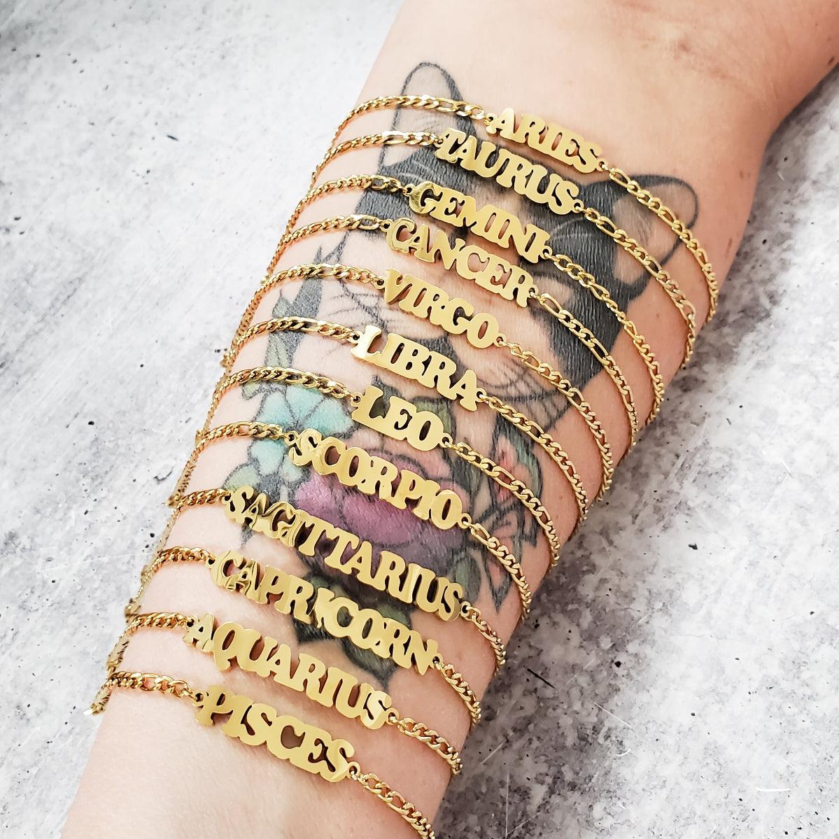 Zodiac Sign Gold Bracelet by Salt and Sparkle