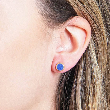 Blue Sapphire Silver or Gold Stud Earrings by Tiny Rituals