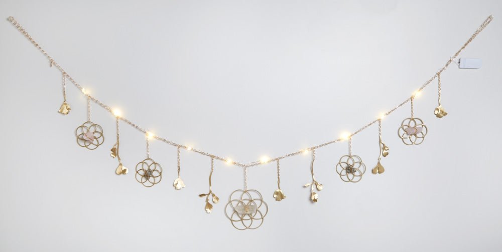 Flower of Life Healing Crystal Grid Garland with String Lighting by Ariana Ost