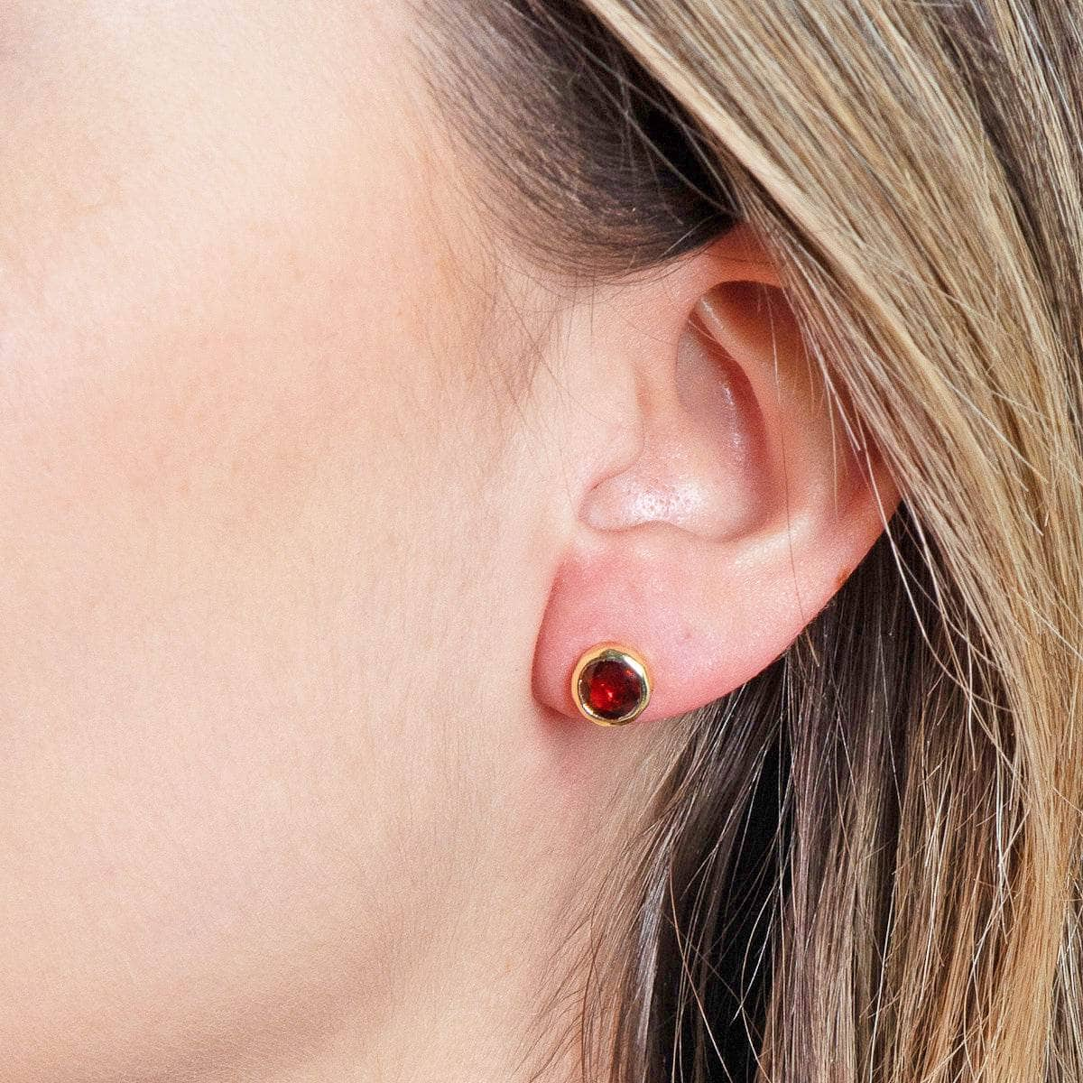 Garnet Silver or Gold Stud Earrings by Tiny Rituals