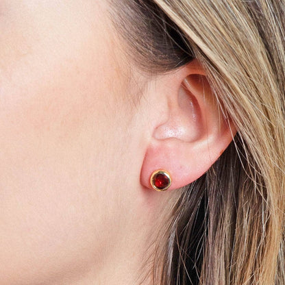 Garnet Silver or Gold Stud Earrings by Tiny Rituals