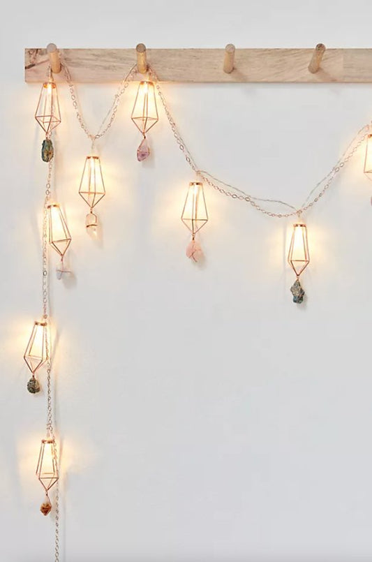 Geometric Rainbow Healing String Light Crystal Garland by Ariana Ost