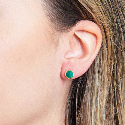 Green Jade Silver or Gold Stud Earrings by Tiny Rituals