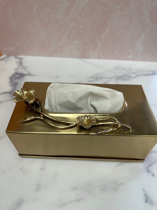 Gold Rectangular Tissue Box Cover by Decozen