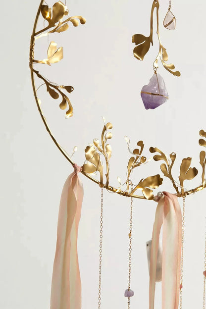 Illuminated Floral Healing Crystal Dreamcatcher by Ariana Ost