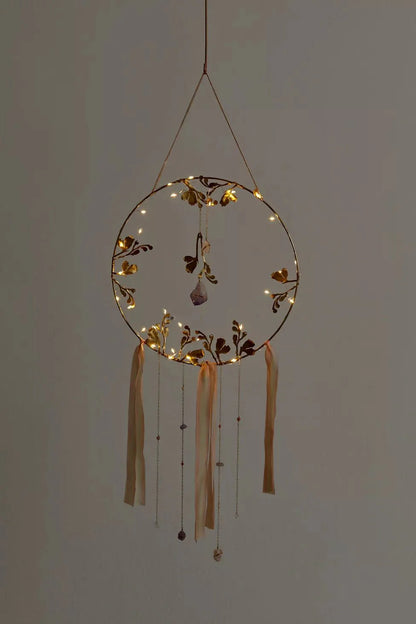 Illuminated Floral Healing Crystal Dreamcatcher by Ariana Ost