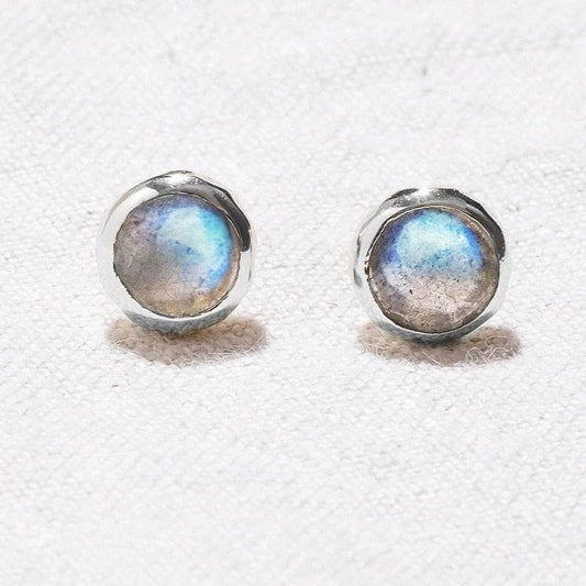 Labradorite Silver or Gold Stud Earrings by Tiny Rituals