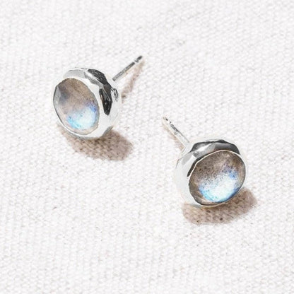 Labradorite Silver or Gold Stud Earrings by Tiny Rituals