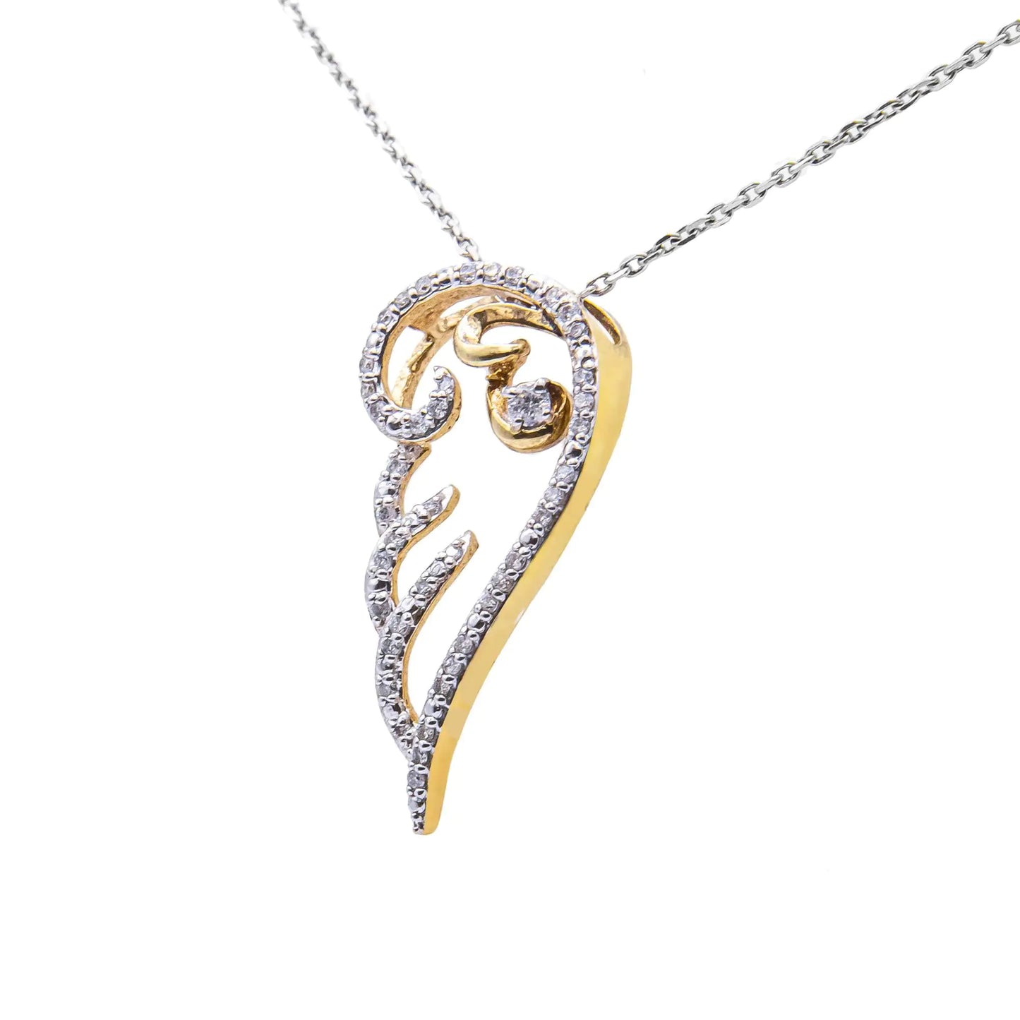 Sterling Silver Diamond Angel Wing Pendant Necklace (1/4 cttw, H-I Color, I1-I2 Clarity)