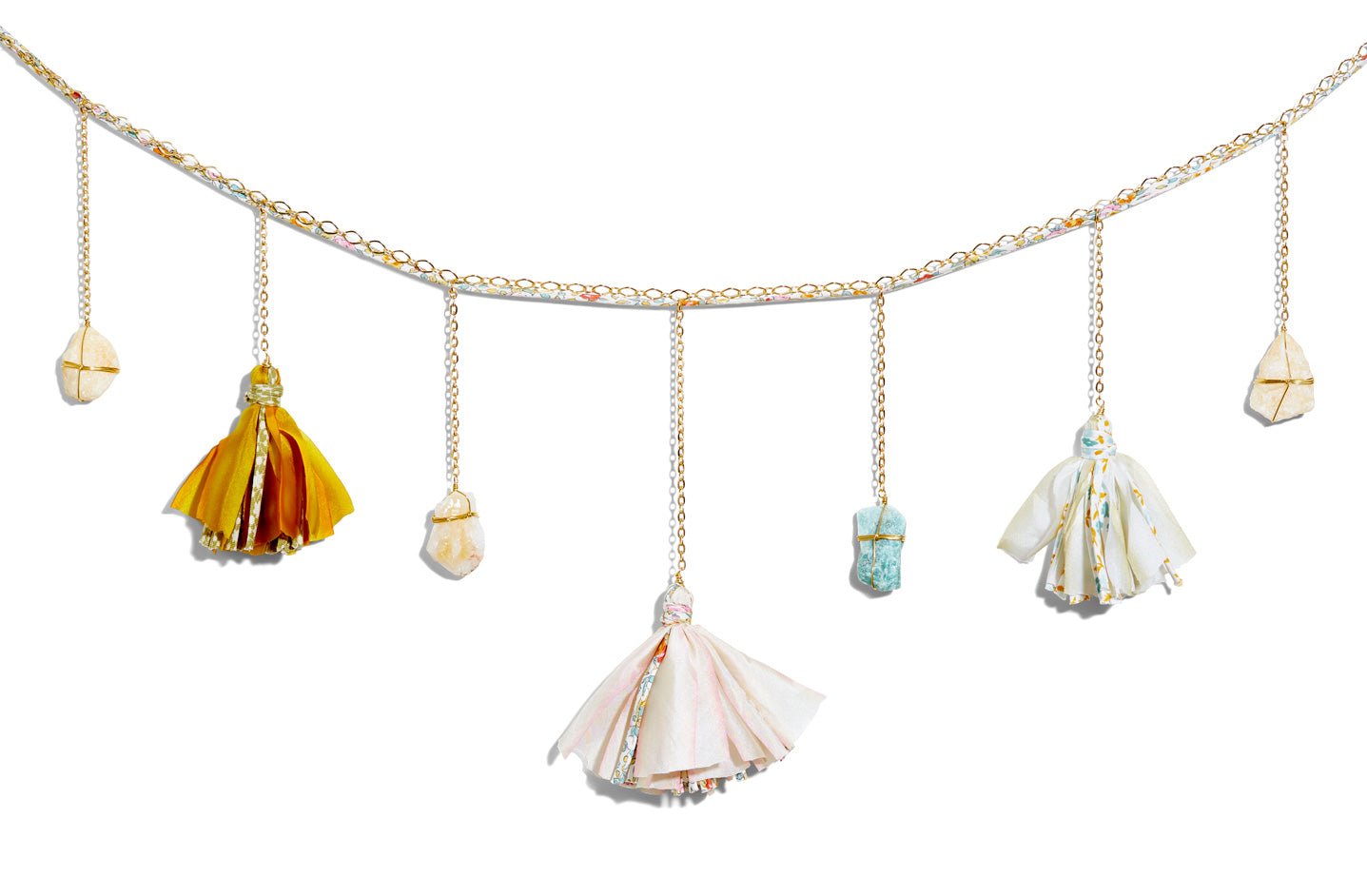 Liberty and Silk Tassel Healing Crystal Garland by Ariana Ost