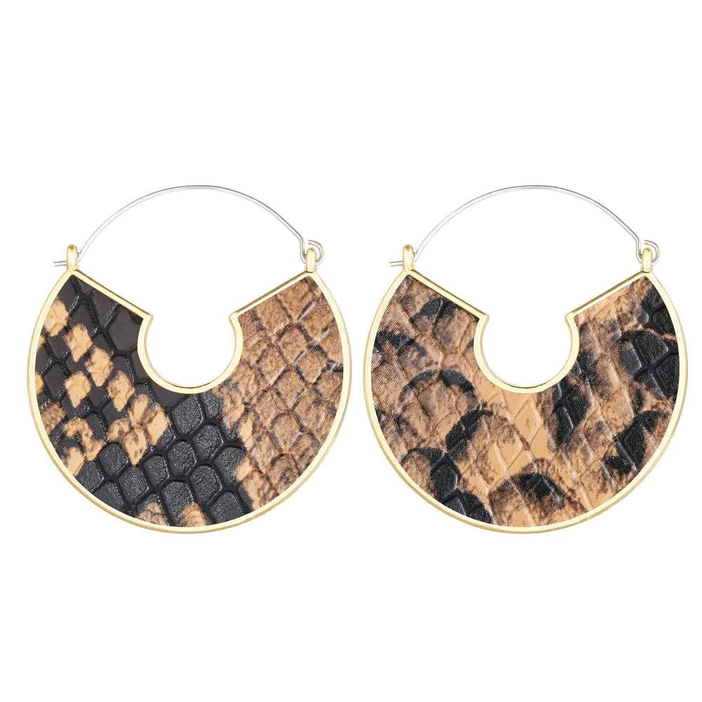 Snake Skin Half Moon Earrings