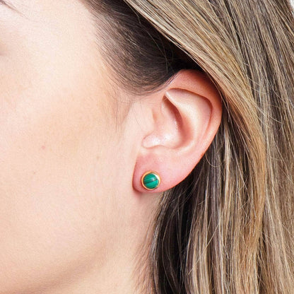 Genuine Malachite Silver or Gold Stud Earrings by Tiny Rituals