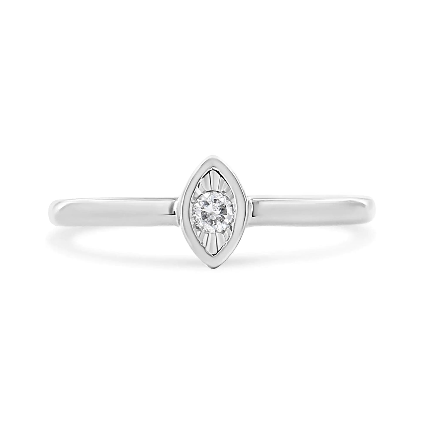 .925 Sterling Silver 1/20 Cttw Diamond Marquise Shaped Promise Ring (J-K, I1-I2)