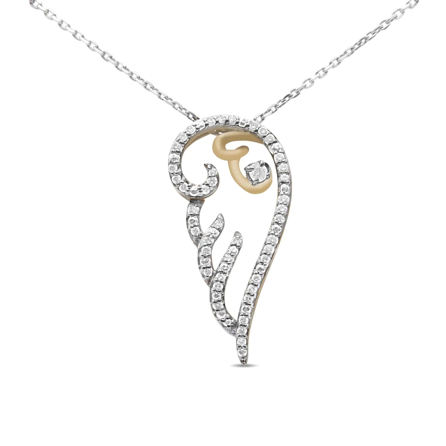 Sterling Silver Diamond Angel Wing Pendant Necklace (1/4 cttw, H-I Color, I1-I2 Clarity)