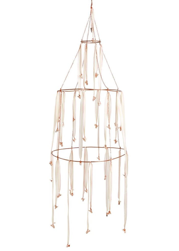 Rose Gold and Dip Dyed Silk Hanging Rack Mobile by Ariana Ost