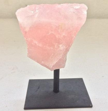 Natural Rose Quartz on Metal Stand Home Decor Display Piece by Whyte Quartz