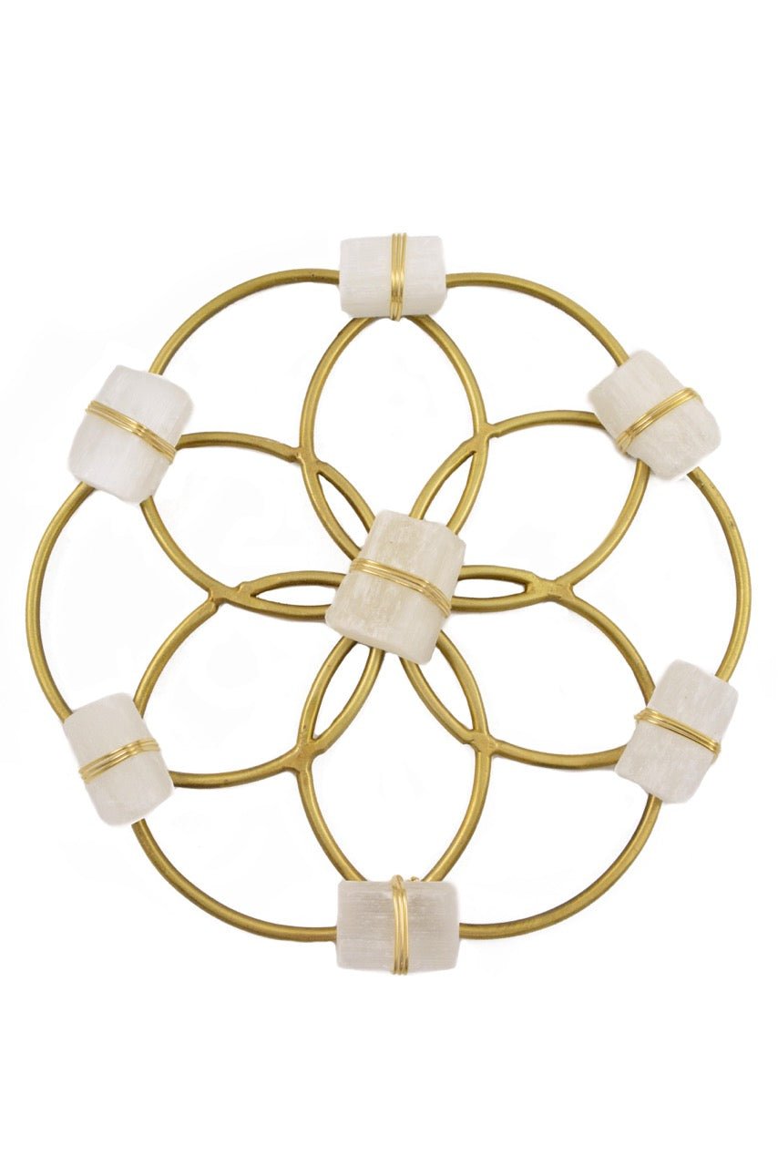 Small Flower of Life Healing Crystal Grid - Selenite by Ariana Ost