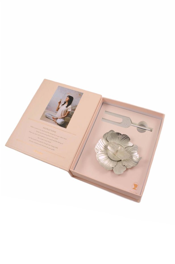 Sound Healing Crystal Kit - Tuning Fork and Flower Crystal Dish Set by Ariana Ost