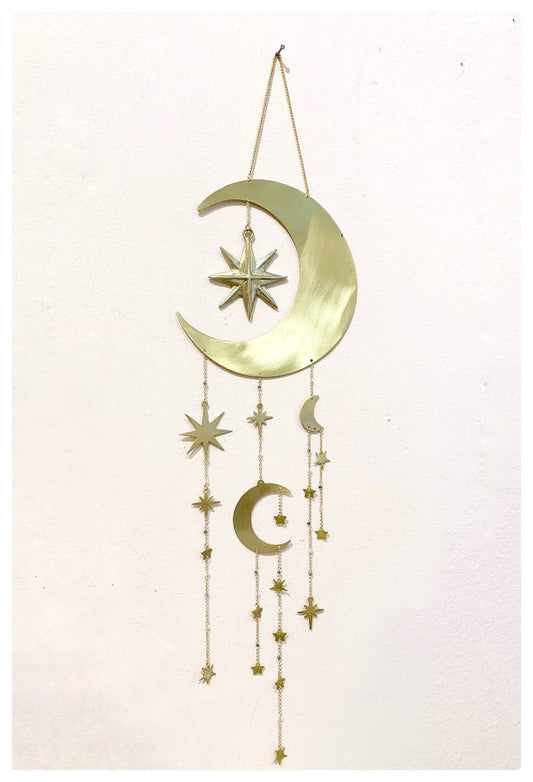 Starry Night Celestial Moon and Star Dreamcatcher by Ariana Ost