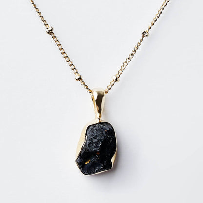 Black Tourmaline Raw Crystal Necklace by Tiny Rituals