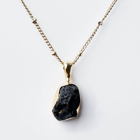 Black Tourmaline Raw Crystal Necklace by Tiny Rituals