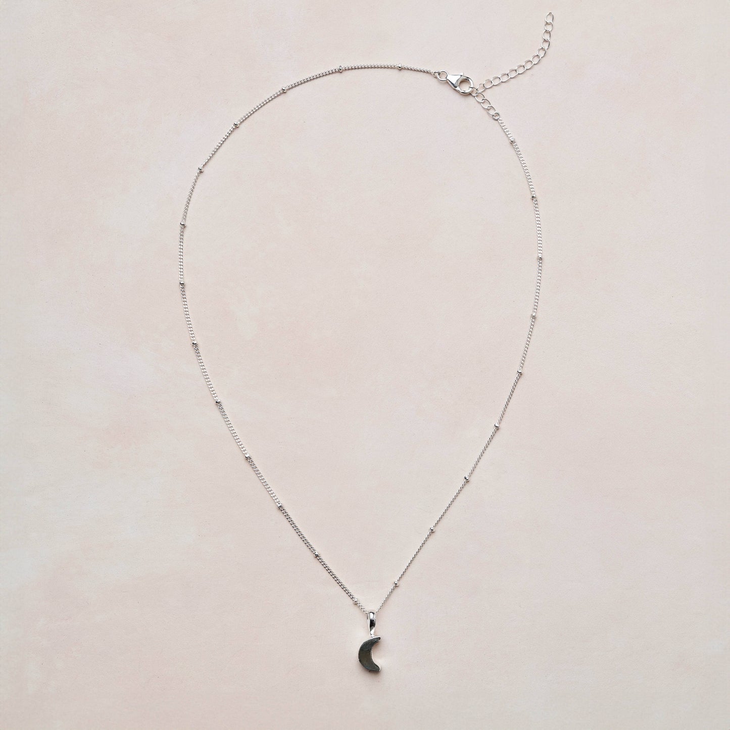 Crescent Moon Raw Gemstone Necklace by Tiny Rituals